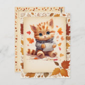 Fall Watercolor Kitten mit einem Buchstaben - Postkarte (Vorne/Hinten)