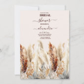 Fall Watercolor Pampas Grass Bridal Einladung (Vorderseite)