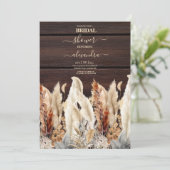 Fall Watercolor Pampas Grass Bridal Einladung (Stehend Vorderseite)