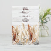 Fall Watercolor Pampas Grass Bridal Einladung (Stehend Vorderseite)