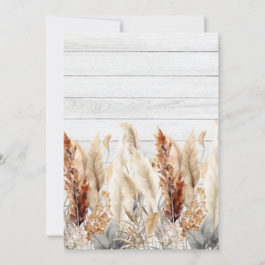 Fall Watercolor Pampas Grass Bridal Einladung (Rückseite)