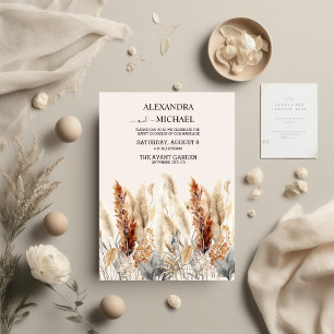 Fall Watercolor Pampas Grass Wedding Einladung