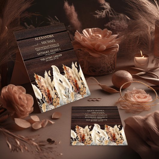 Fall Watercolor Pampas Grass Wedding Einladung