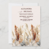 Fall Watercolor Pampas Grass Wedding Einladung (Vorderseite)