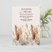 Fall Watercolor Pampas Grass Wedding Einladung (Stehend Vorderseite)