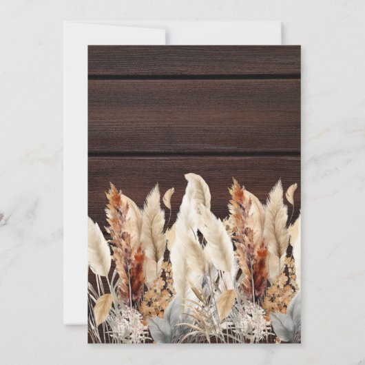 Fall Watercolor Pampas Grass Wedding Einladung (Rückseite)