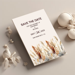 Fall Watercolor Pampas Grass Wedding Save The Date