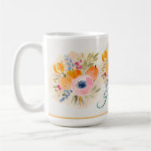 Fall Watercolor Pumpkin & Bloom – Autumn floral Kaffeetasse (Links)