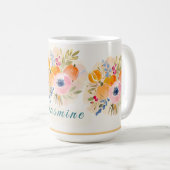 Fall Watercolor Pumpkin & Bloom Kaffeetasse (VorderseiteRechts)