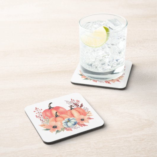 Fall Watercolor Pumpkin Boho Getränkeuntersetzer (Rechte Seite)