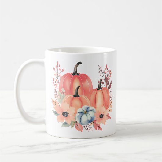 Fall Watercolor Pumpkin Boho Kaffeetasse (Links)