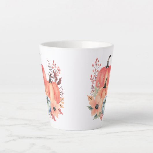 Fall Watercolor Pumpkin Boho Milchtasse (Vorderseite)