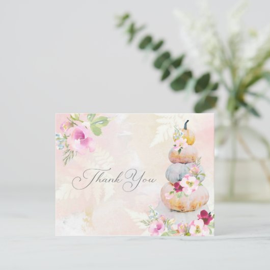 Fall Watercolor Pumpkin Brautparty Danke Ca (Stehend Vorderseite)