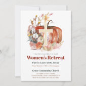 Fall Watercolor Pumpkin & Cross Women's Ministry Einladung (Vorderseite)