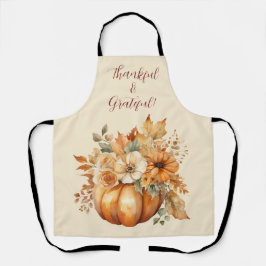 Fall Watercolor Pumpkin Floral Design - Schürze