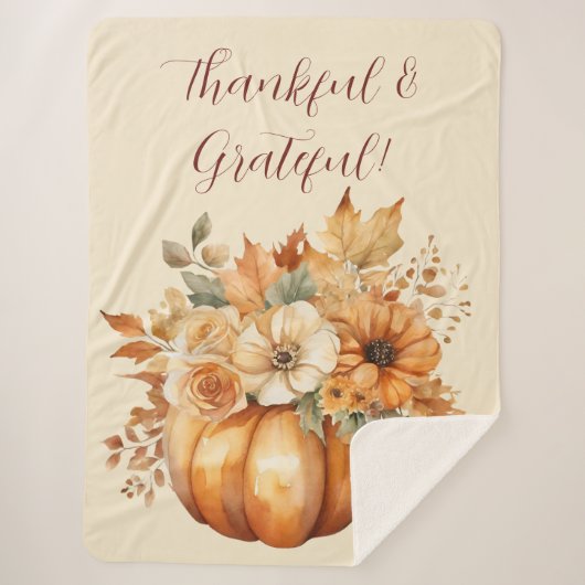 Fall Watercolor Pumpkin Floral Design - Sherpadecke (Vorderseite)