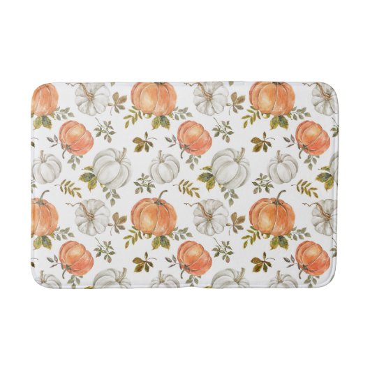 Fall Watercolor Pumpkin Pattern Badematte (Vorderseite)