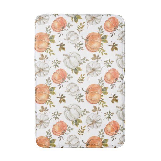 Fall Watercolor Pumpkin Pattern Badematte (Vorderseite Vertikal)
