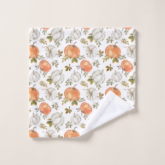 Fall Watercolor Pumpkin Pattern Badhandtuch Set (Waschlappen)