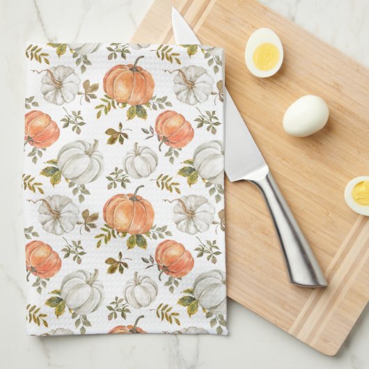 Fall Watercolor Pumpkin Pattern Geschirrtuch (Viertel Falte)