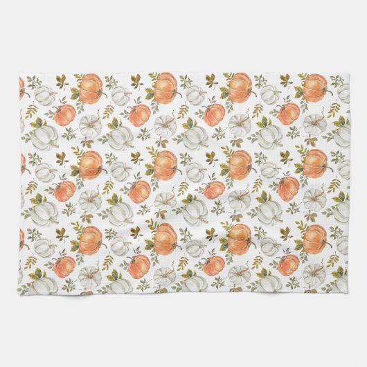 Fall Watercolor Pumpkin Pattern Geschirrtuch (Horizontal)