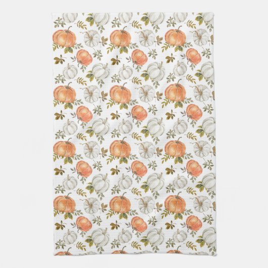 Fall Watercolor Pumpkin Pattern Geschirrtuch (Vertikal)