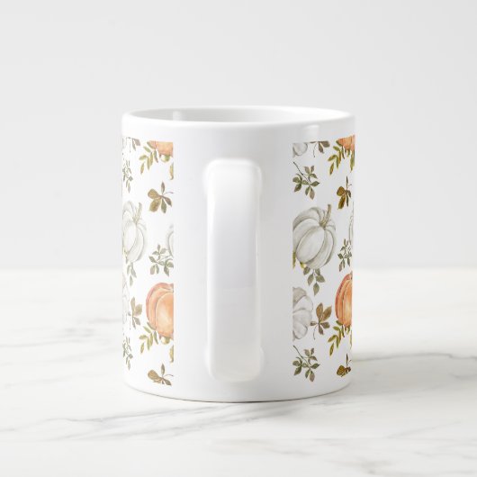 Fall Watercolor Pumpkin Pattern Jumbo-Tasse (Rückseite)