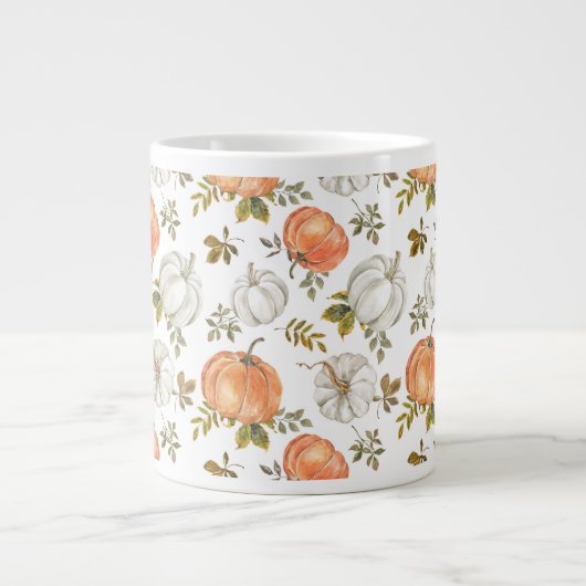 Fall Watercolor Pumpkin Pattern Jumbo-Tasse (Vorderseite)