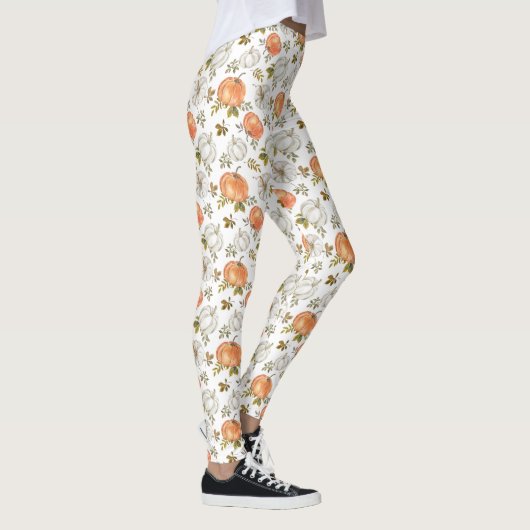 Fall Watercolor Pumpkin Pattern Leggings
