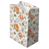 Fall Watercolor Pumpkin Pattern Mittlere Geschenktüte (Rückseite Schrägansicht)