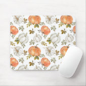 Fall Watercolor Pumpkin Pattern Mousepad (Mit Mouse)