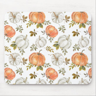 Fall Watercolor Pumpkin Pattern Mousepad
