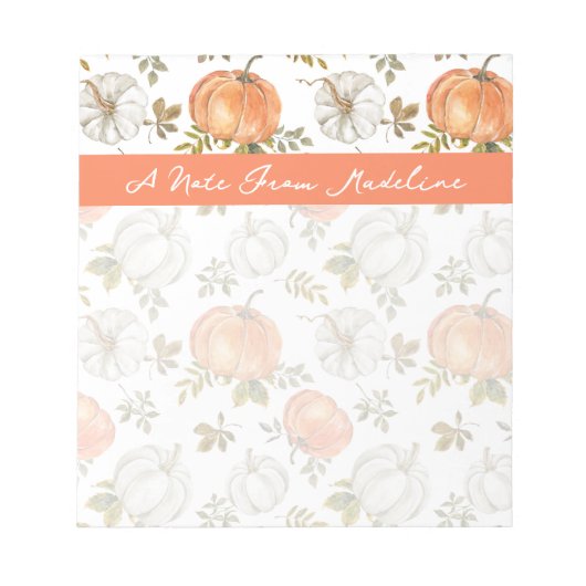 Fall Watercolor Pumpkin Pattern Notizblock (Vorderseite)