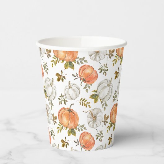 Fall Watercolor Pumpkin Pattern Pappbecher (Links)