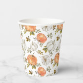 Fall Watercolor Pumpkin Pattern Pappbecher (Vorderseite)