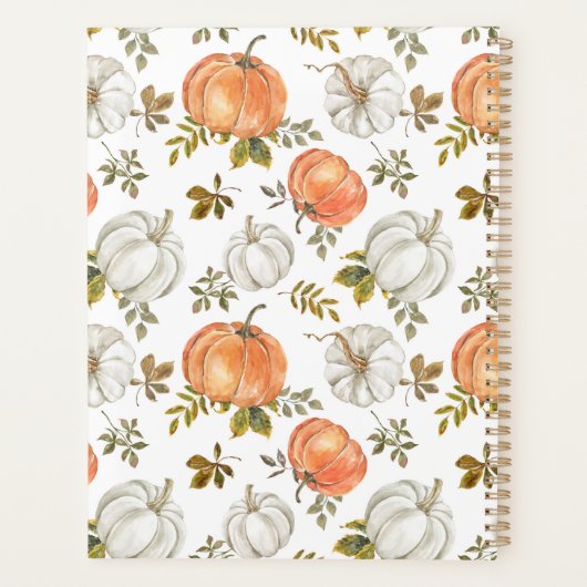 Fall Watercolor Pumpkin Pattern Planer (Rückseite)