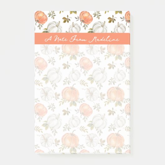 Fall Watercolor Pumpkin Pattern Post-it Klebezettel (Vorderseite)