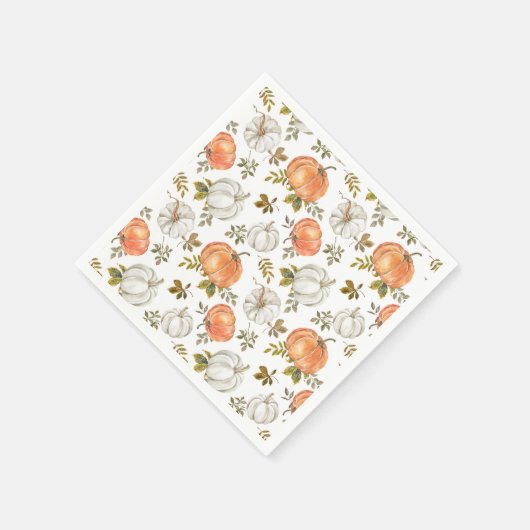 Fall Watercolor Pumpkin Pattern Serviette (Ecke)