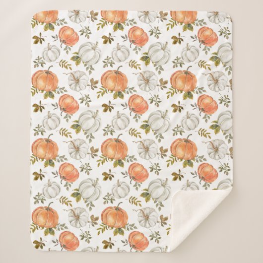 Fall Watercolor Pumpkin Pattern Sherpadecke (Vorderseite)