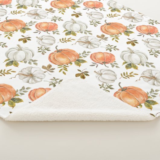 Fall Watercolor Pumpkin Pattern Sherpadecke (3/4)