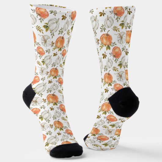 Fall Watercolor Pumpkin Pattern Socken (Gewinkelt)