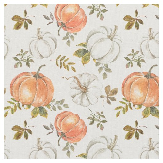 Fall Watercolor Pumpkin Pattern Stoff (Nahaufnahme)