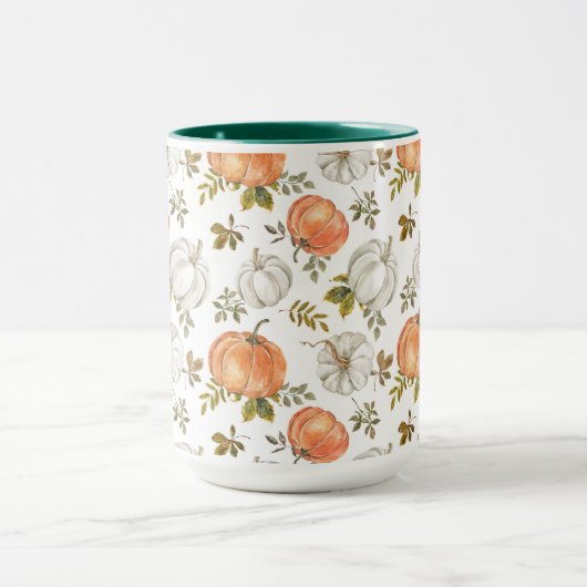 Fall Watercolor Pumpkin Pattern Tasse (Zentrum)