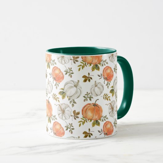 Fall Watercolor Pumpkin Pattern Tasse (VorderseiteRechts)