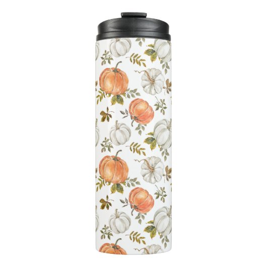 Fall Watercolor Pumpkin Pattern Thermosbecher (Vorderseite)