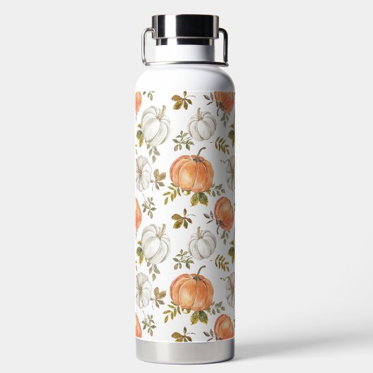 Fall Watercolor Pumpkin Pattern Trinkflasche (Rückseite)