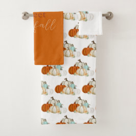Fall Watercolor Pumpkins Badhandtuch Set