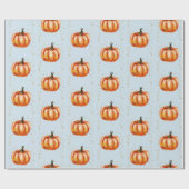 Fall Watercolor Pumpkins Blue Geschenkpapier (Flach)