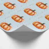 Fall Watercolor Pumpkins Blue Geschenkpapier (Ecke)