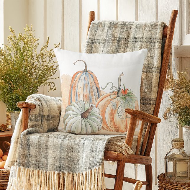 Fall Watercolor Pumpkins Kissen (Cozy Fall Home Decorative Throw Pillow)